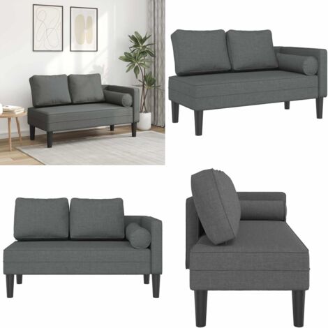 Chaise Longue con Cuscini Grigio Scuro in Tessuto - Cuscino - Seduta comoda