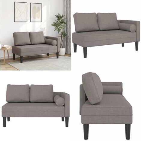 Chaise Longue con Cuscini Tortora in Tessuto - Cuscino - Tessuto