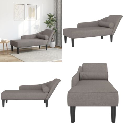 Chaise Longue con Cuscini Tortora in Tessuto - Cuscino - Tessuto