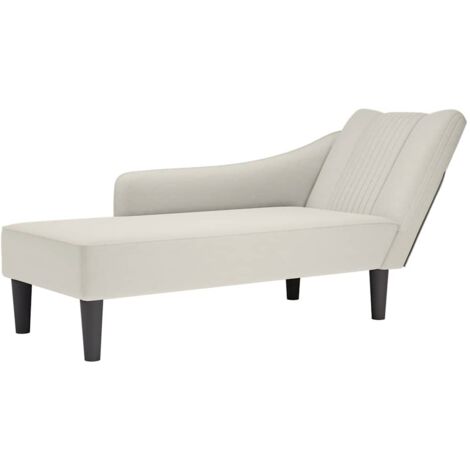 Chaise longue con reposabrazos derecho terciopelo crema
