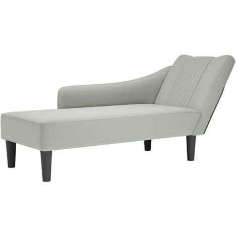 Chaise longue con reposabrazos derecho terciopelo gris claro
