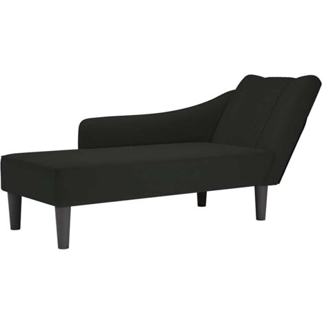 Chaise longue con reposabrazos derecho terciopelo negro