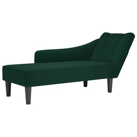 Chaise longue con reposabrazos derecho terciopelo oscuro