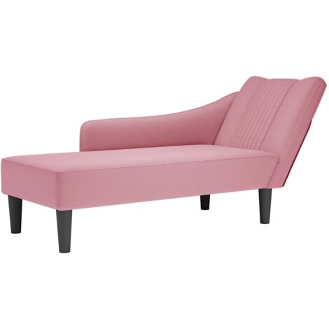 Chaise longue con reposabrazos derecho terciopelo rosa vidaXL