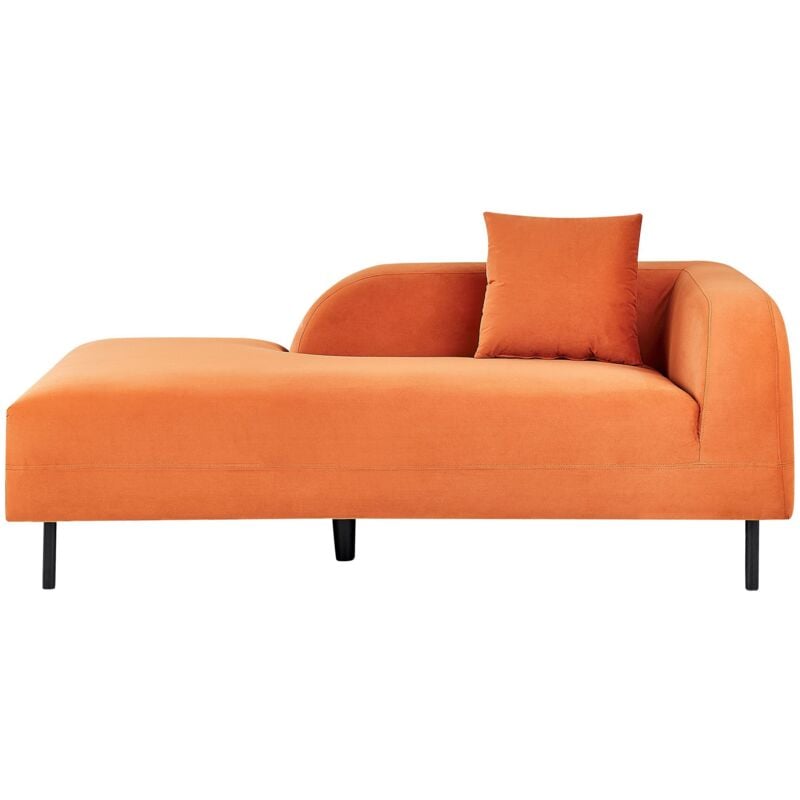 Beliani - Chaise Longue Côté Droit Rétro Minimaliste en Velours Salon Bureau Hall Orange Le Crau