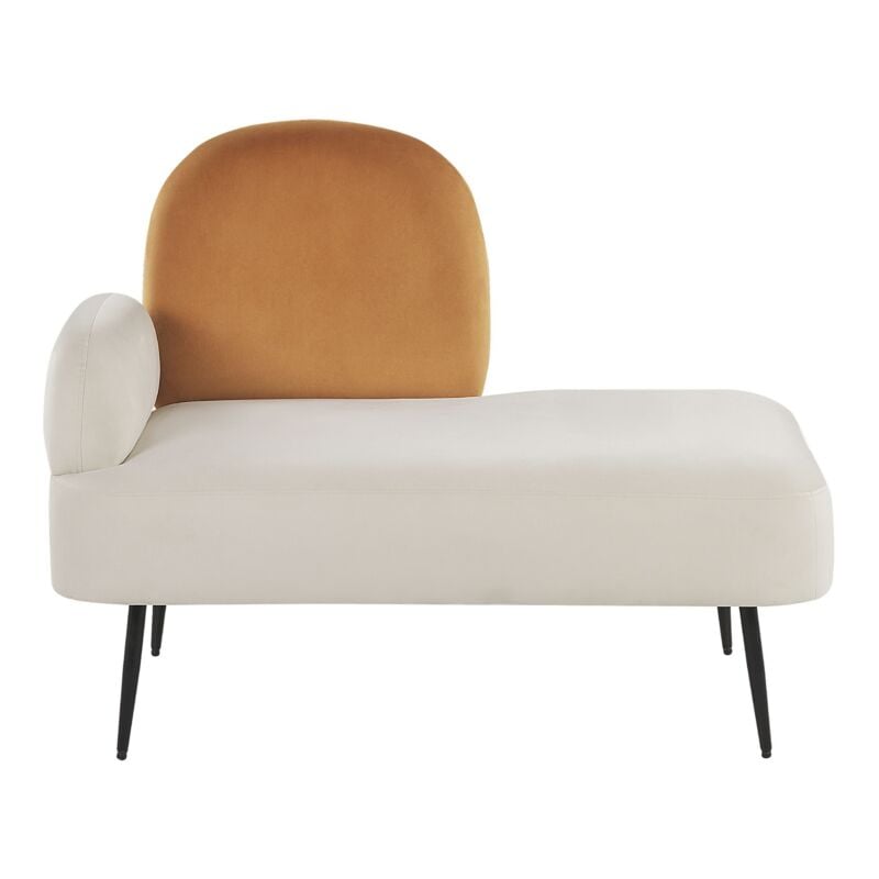 Beliani - Chaise Longue Côté Gauche Minimaliste en Velours Blanc et Orange Arcey