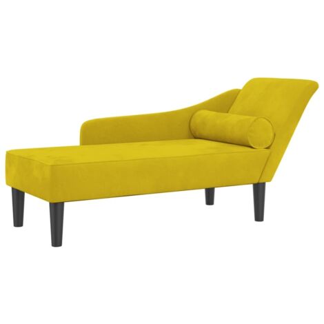 Chaise longue de interior con cojines de terciopelo amarillo DEC026084