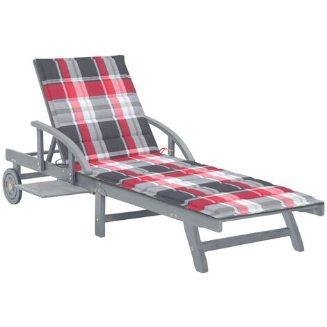 Chaise longue de jardin avec coussin  Bain de soleil  Transat  Fauteuil relax Bois d'acacia solide DHNET5323471