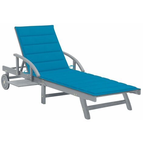 Chaise longue de jardin avec coussin  Bain de soleil  Transat  Fauteuil relax Bois d'acacia solide DHNET5767113