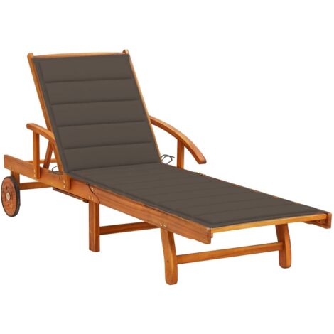 Chaise longue de jardin avec coussin  Bain de soleil  Transat  Fauteuil relax Bois d'acacia solide DHNET9814697