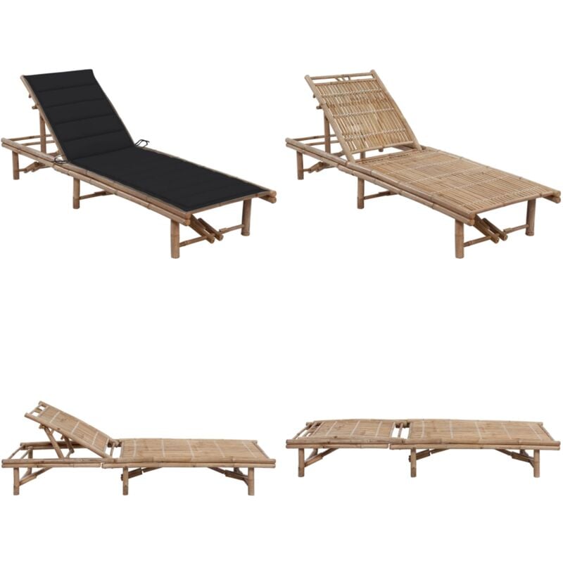 Chaise longue de jardin avec coussin Bambou - Chaises Longues - Chaises Longues En Bambou - Transats - Mobilier De Jardin - Salon De Jardin - Home &