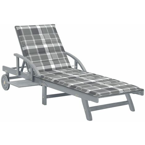 Chaise longue de jardin avec coussin Bois d'acacia solide 10
