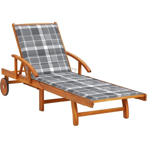 Chaise longue de jardin avec coussin Bois d'acacia solide 56