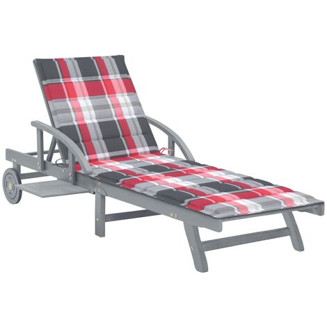 Chaise longue de jardin avec coussin Bois d'acacia solide 9