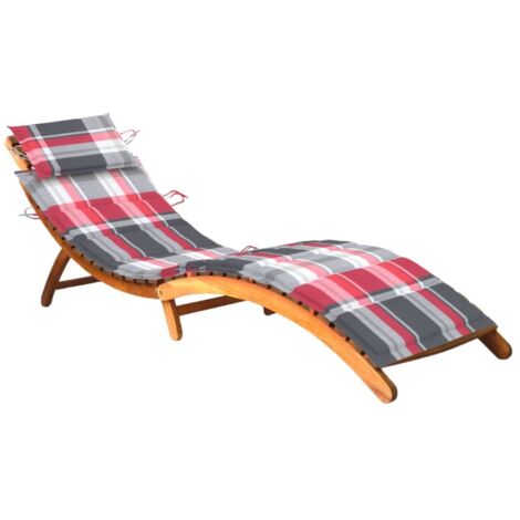 Chaise longue de jardin avec coussin Bois d'acacia solide