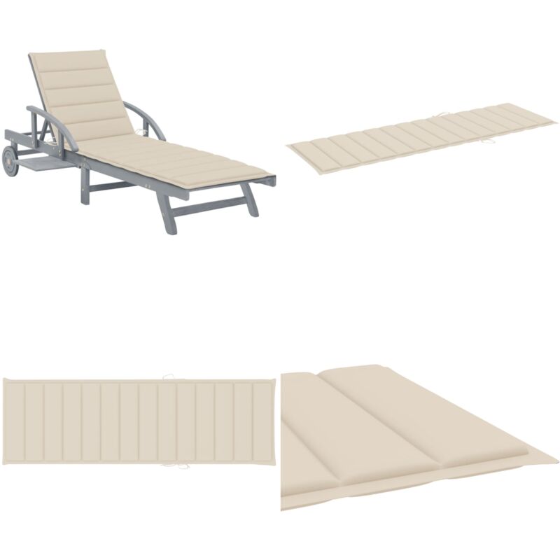 Chaise longue de jardin avec coussin Bois d'acacia solide - Chaises Longues - Chaises Longues En Bois - Mobilier De Jardin - Transats - Bain De