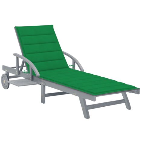 Chaise longue de jardin avec coussin Bois d'acacia solide vidaXL