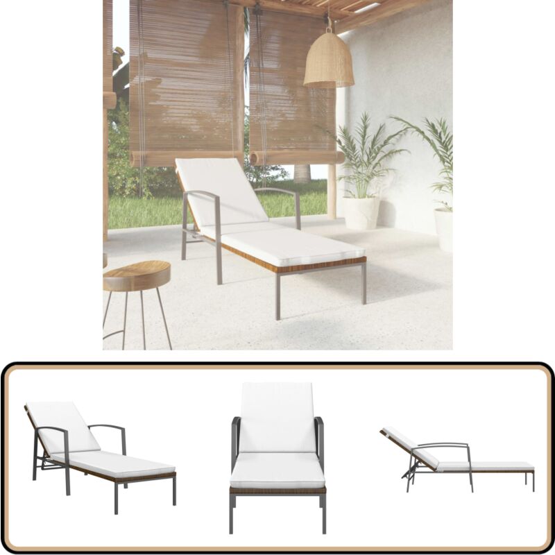 Chaise longue de jardin avec coussin résine tressée marron - Chaise Longue Jardin - Transat - Mobilier De Jardin - Fauteuil De Jardin - Relaxation