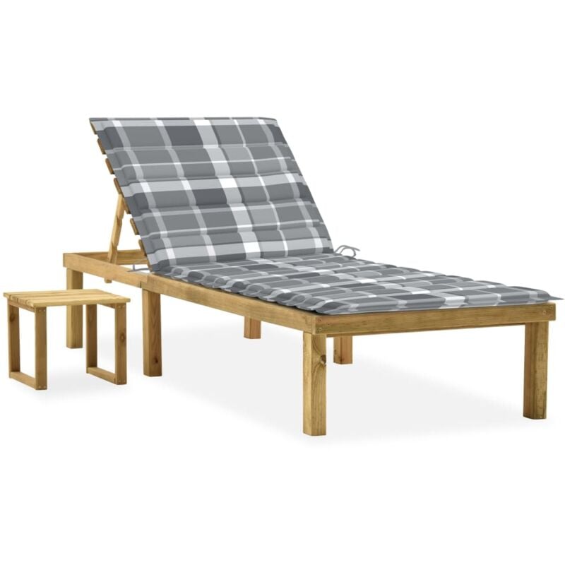 Vidaxl - Chaise longue de jardin avec table et coussin Pin imprégné