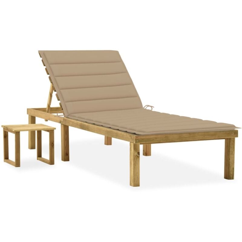 Vidaxl - Chaise longue de jardin avec table et coussin Pin imprégné