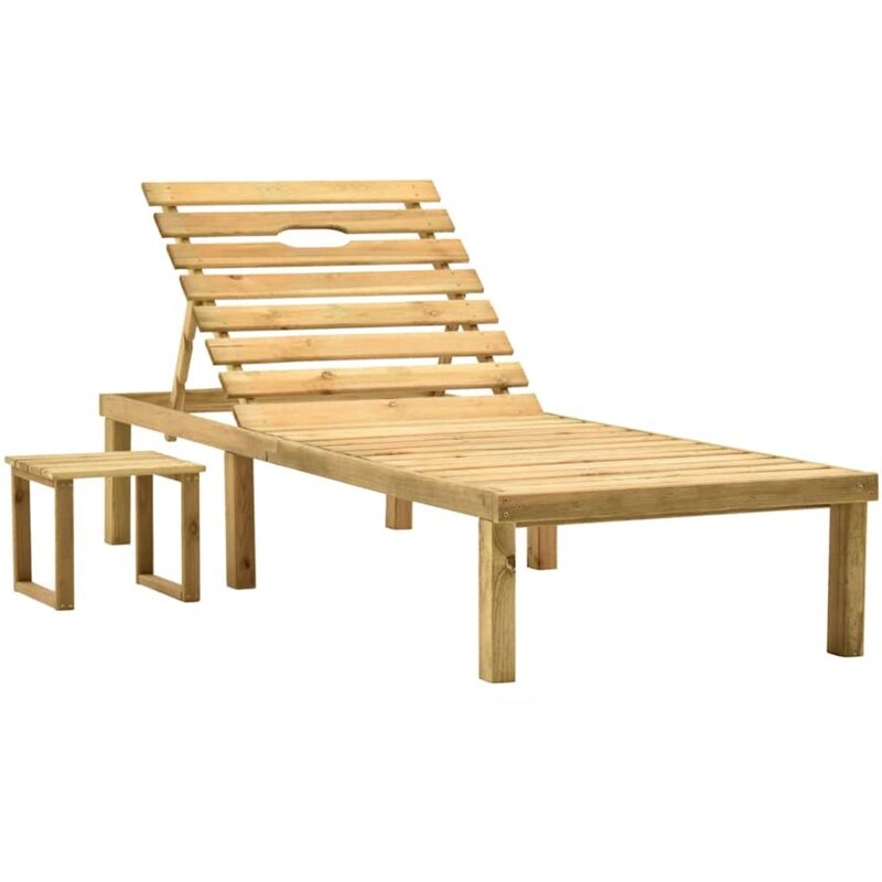 Vidaxl - Chaise longue de jardin avec table Bois de pin imprégné