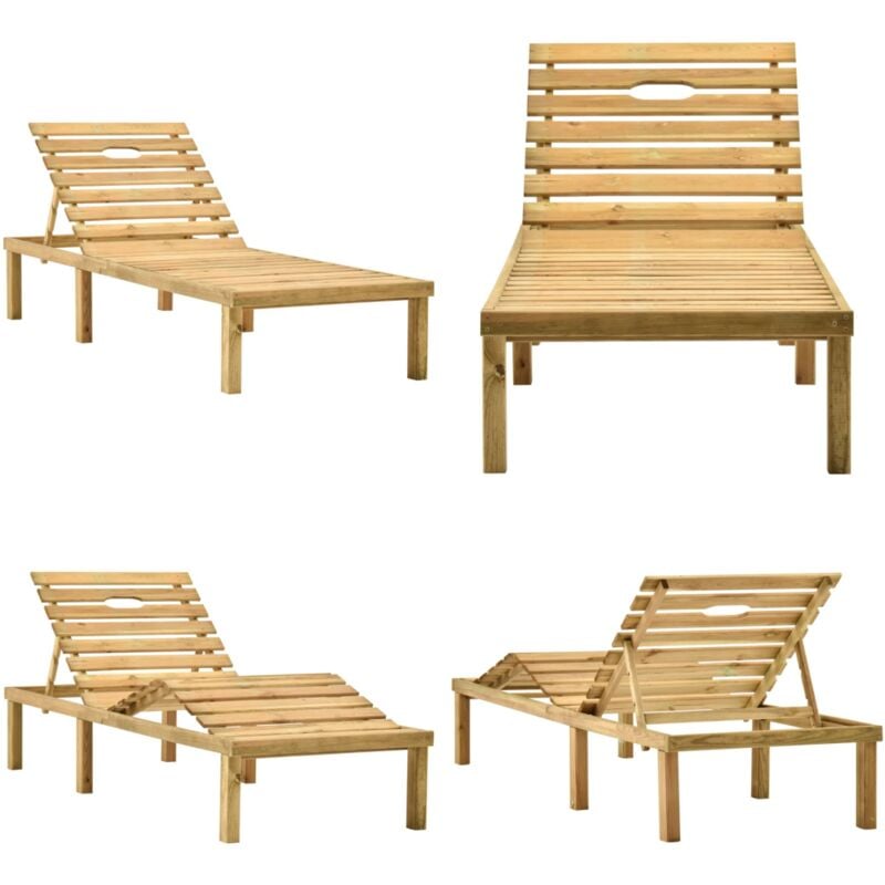 Chaise longue de jardin Bois de pin imprégné - Chaises Longues - Transat - Mobilier De Jardin - Salon De Jardin - Détente Extérieure - Home & Living