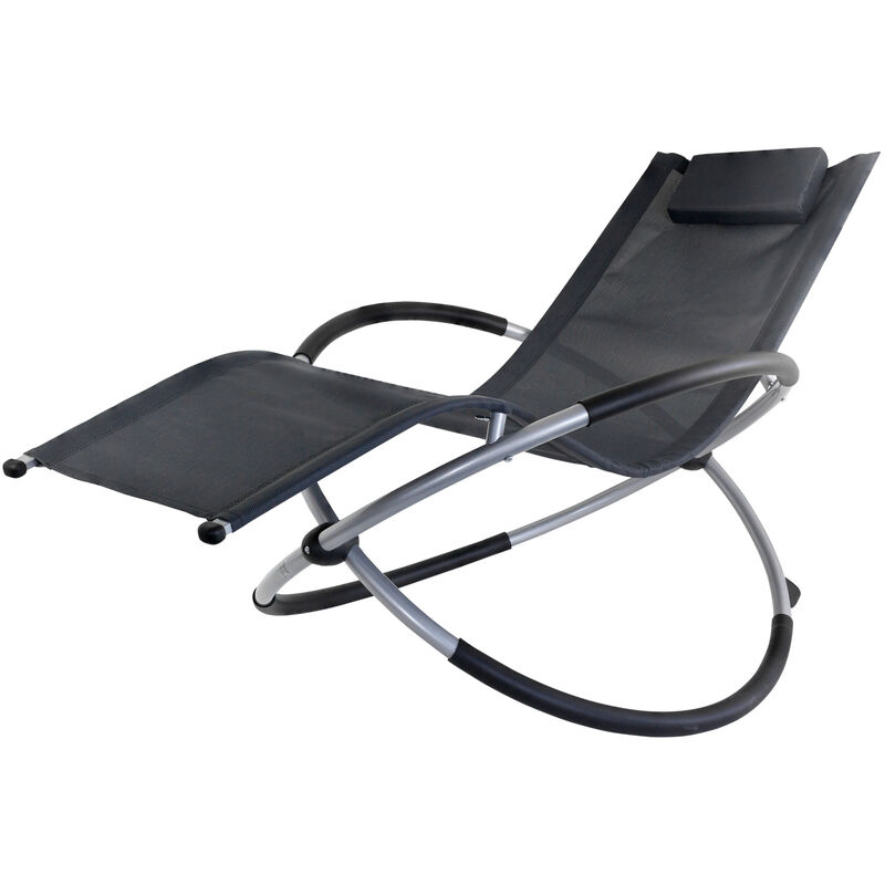Chaise Longue de Jardin Chaise Longue à Bascule Balançoire Pool Pliable Transat Anthracite Kingpower