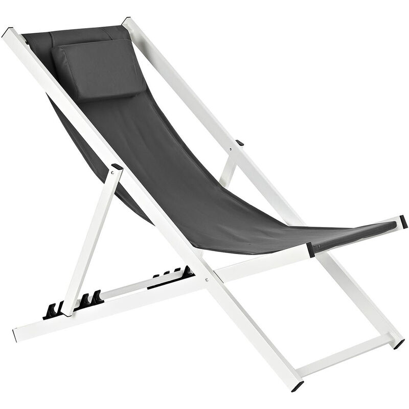 Chaise longue de jardin en aluminium et appui-tête coloris noir - Longueur 102 x Hauteur 98 x Profondeur 63cm Pegane