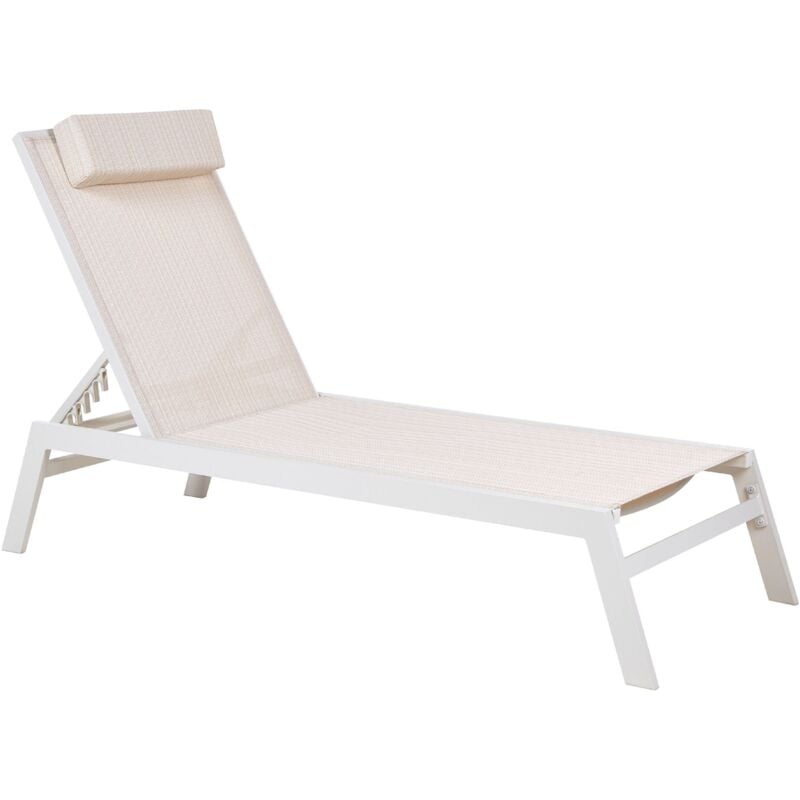 Beliani - Chaise Longue de Jardin en Aluminium et Textile Blanc et Beige Industriel Catania