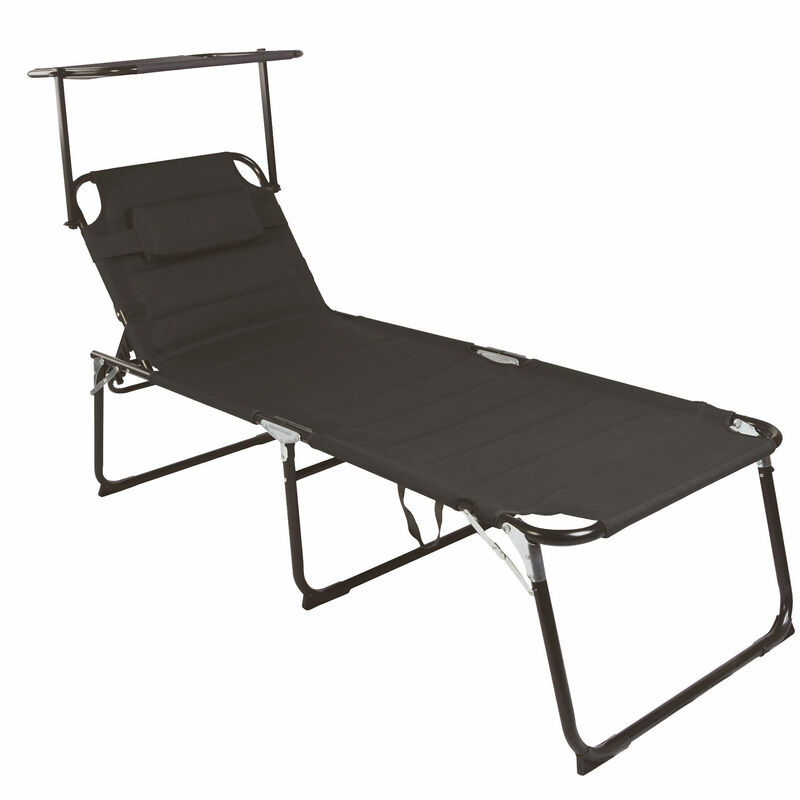 Spetebo - Chaise longue de jardin en aluminium xxl - avec toit solaire - couleur : noir