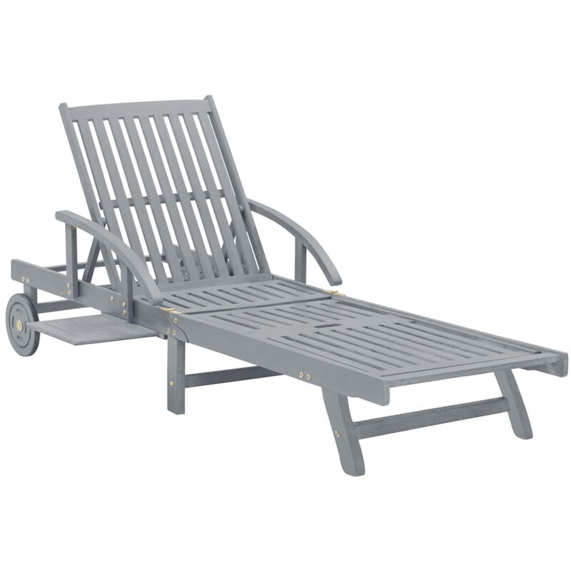 Chaise longue de jardin Gris Bois d'acacia solide