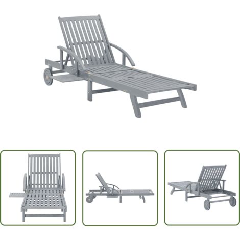 Chaise longue de jardin Gris Bois d'acacia solide