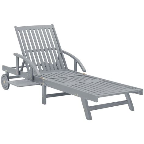 Chaise longue de jardin Gris Bois d'acacia solide 45939 Chaise longue de jardin Gris Bois d'acacia solide 45939