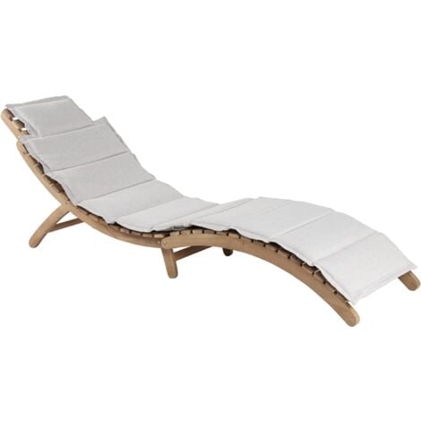 BEAU RIVAGE Chaise longue de jardin KOS en bois d'acacia blanchi FSC matelas gris clair