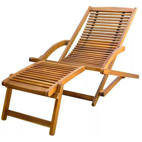 Chaise longue de jardin pliable acacia massif foncé Sikash