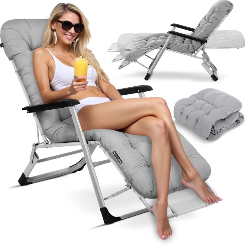 Chaise longue de jardin pliante avec coussin sofotel chillwell gris