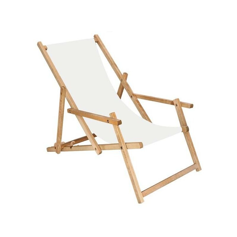 Chaise longue de jardin pliante imperméable avec accoudoirs blanc. - bianco