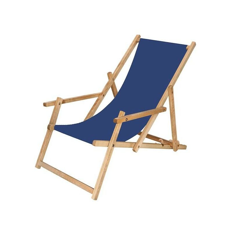 Chaise longue de jardin pliante imprégnée avec accoudoirs bleu marine - blu navy