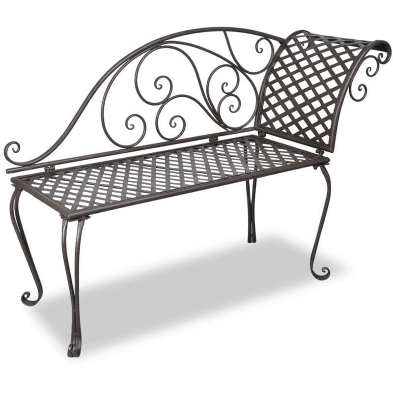 Chaise longue Bain de soleil Transat de relaxation de jardin 128 cm Acier Antique Marron CFW588585