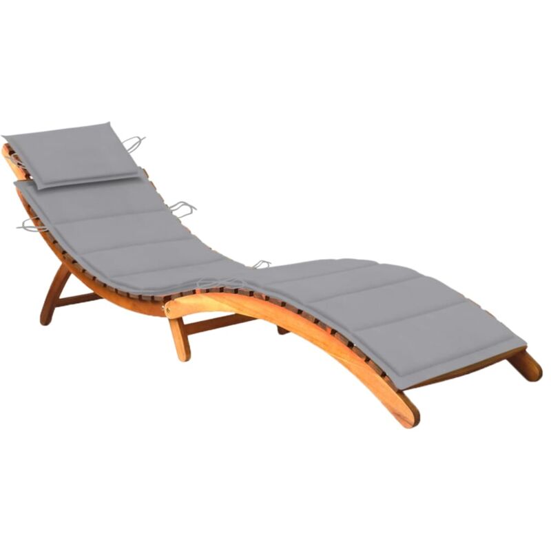 Chaise longue de jardin,Bain de soleil,Transat de jardin avec coussin Bois d'acacia solide CFW90610
