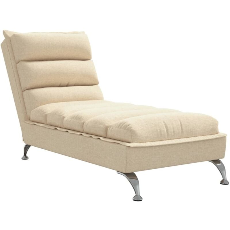Chaise longue avec coussins crème tissu