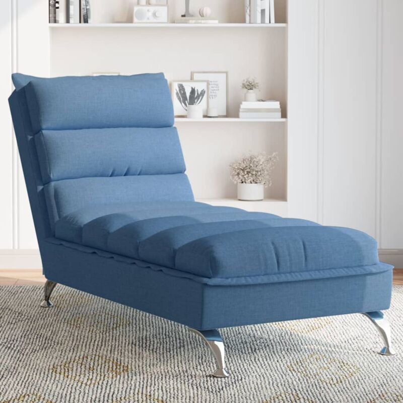 Chaise longue avec coussins bleu tissu Vidaxl