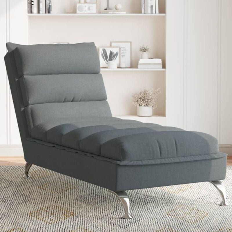 Chaise longue avec coussins gris foncé tissu Vidaxl
