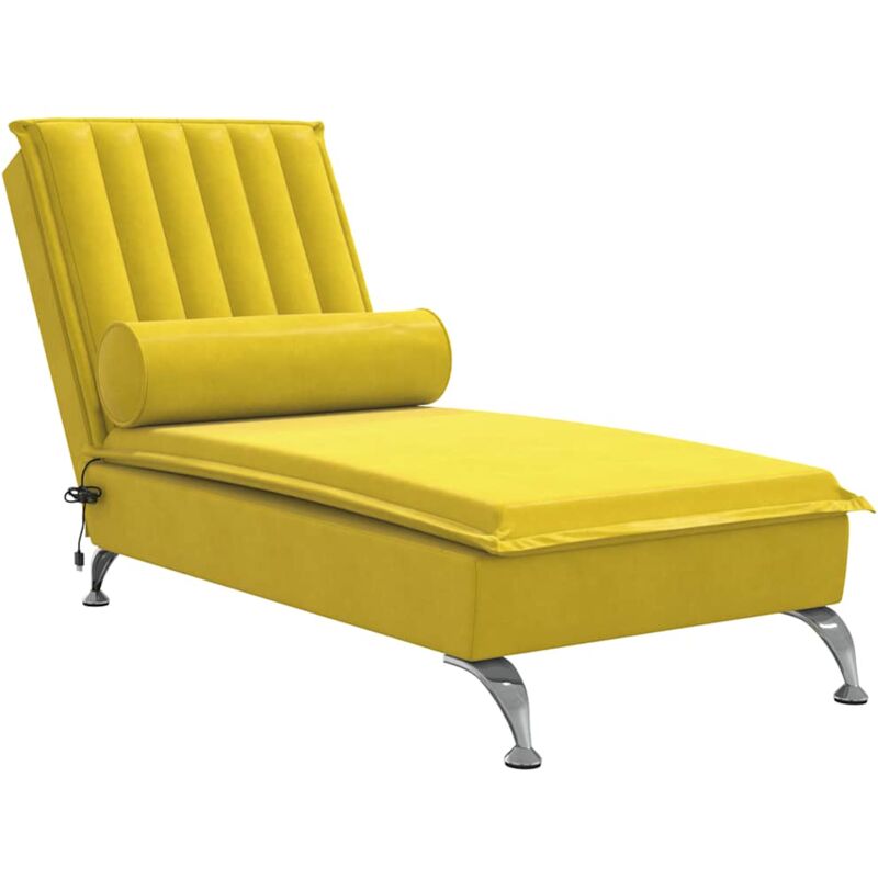 Vidaxl - Chaise longue de massage avec traversin jaune velours