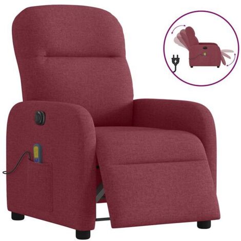 Chaise-longue de massage électrique réglable en inclinaison, avec fonction chauffage et contrôle tactile – Tissu velours rouge bordeaux pour salon ou spa