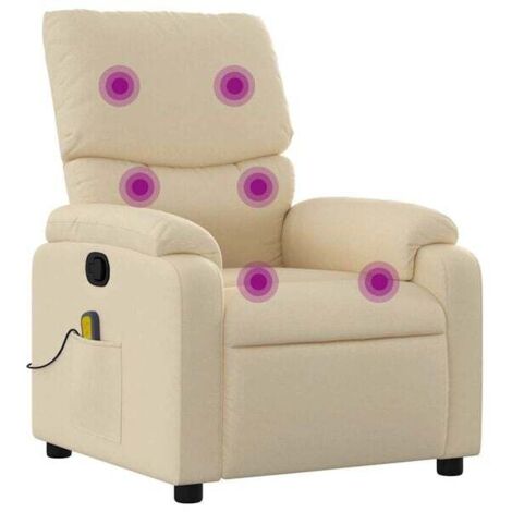 Chaise longue de massage en tissu, design ergonomique, couleur beige clair – pour détente, relaxation et bien-être à domicile