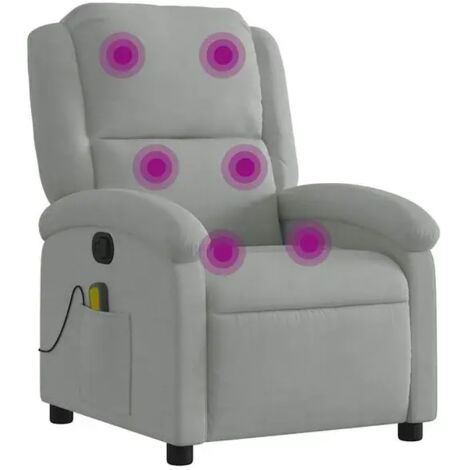 Chaise longue de massage en velours gris clair – Lit de relaxation ergonomique avec dossier inclinable, repose-pieds réglable et soutien lombaire – Idéale pour salon, chambre ou spa à domicile