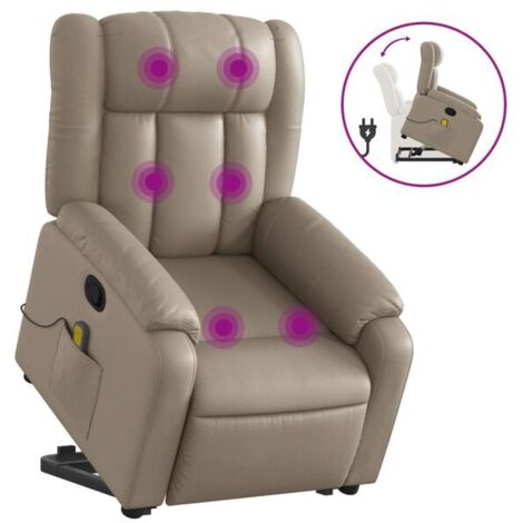 Chaise longue de massage ergonomique en similicuir couleur cappuccino – Relaxation complète avec réglage inclinable et appui-tête amovible