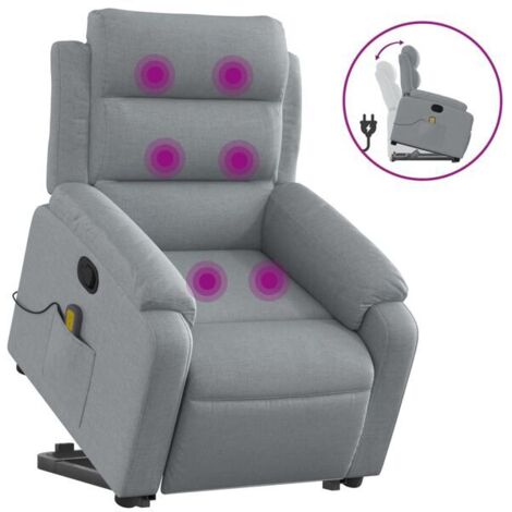 Chaise longue de massage ergonomique en tissu gris clair – Lit de relaxation avec réglage inclinable, appui-tête et repose-pieds pour salon ou spa à domicile