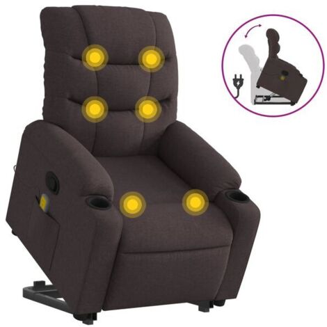 Chaise longue de massage ergonomique en tissu velours brun foncé – Relaxation complète, dossier inclinable et repose-pieds réglable